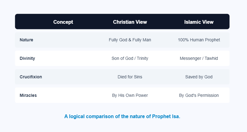 Comparison of Jesus in Islam and Christianity infographic