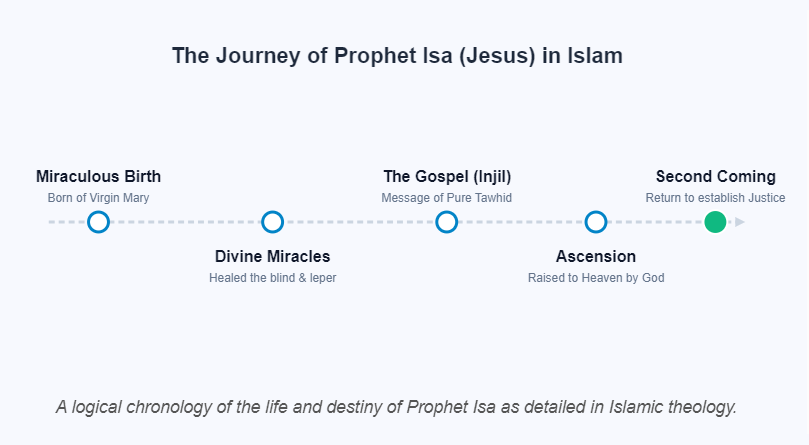 Timeline of Prophet Isa life in Islam infographic